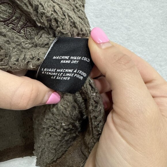 Kuhl Vest Womens Medium Sherpa Fleece Full Zip Hooded Silver Oak Embroidered - Picture 7 of 15